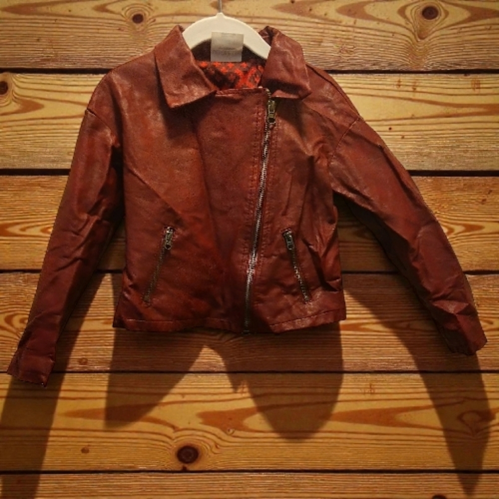 Kids Leather Jacket in Classic Burgundy